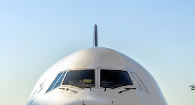 Frankfurt, Germany - May 4, 2014: Lufthansa aircraft at apron in Frankfurt, Germany. Frankfurt is  the busiest airport in Germany and one of the mosy busy in Europe.